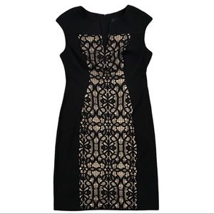 Connected Apparel Women Black and Beige Laced Sleeveless Dress, Size 10